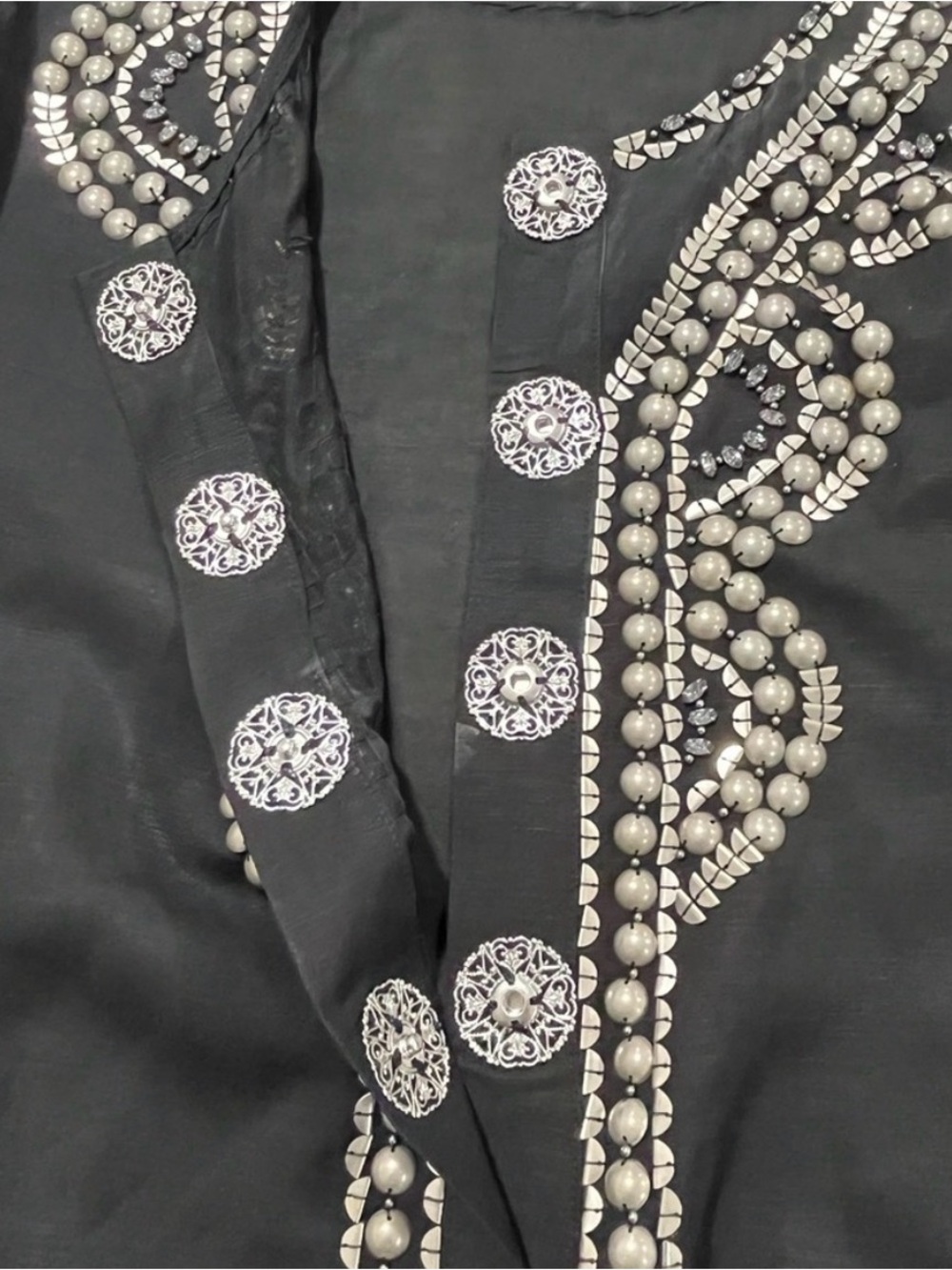 Elie Tahari Beaded Linen Blend Tunic Top Boho Resort Size M coastal grandma - Picture 9 of 13